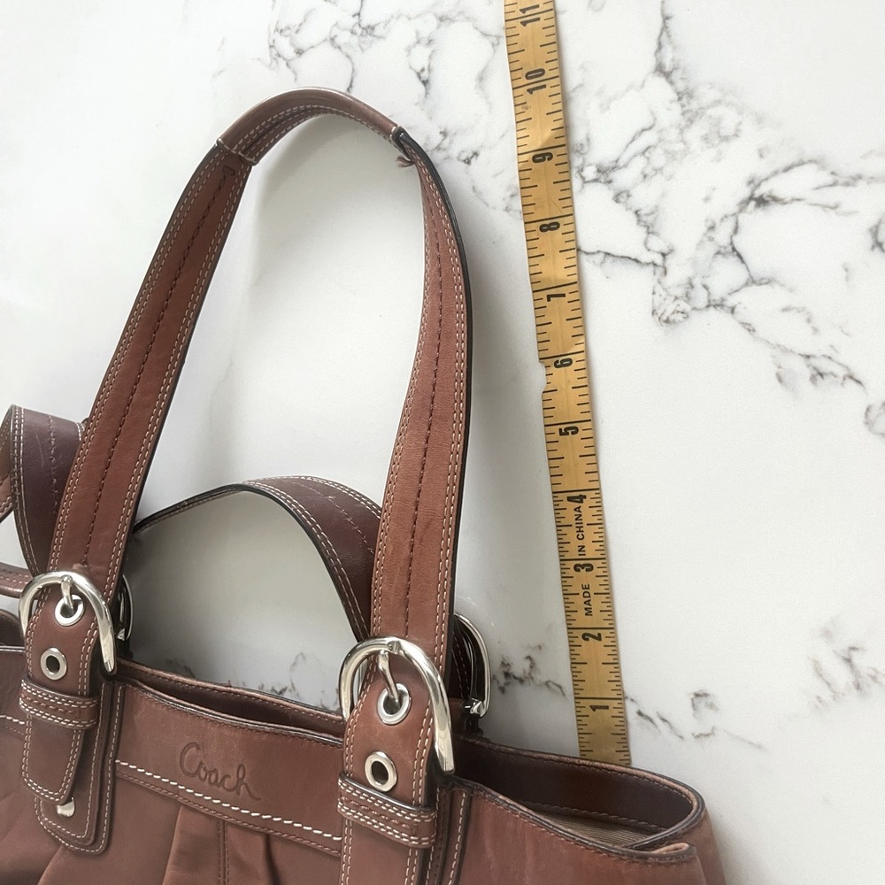Coach Brown Leather Tote Shoulder HandBag Purse - Picture 10 of 11
